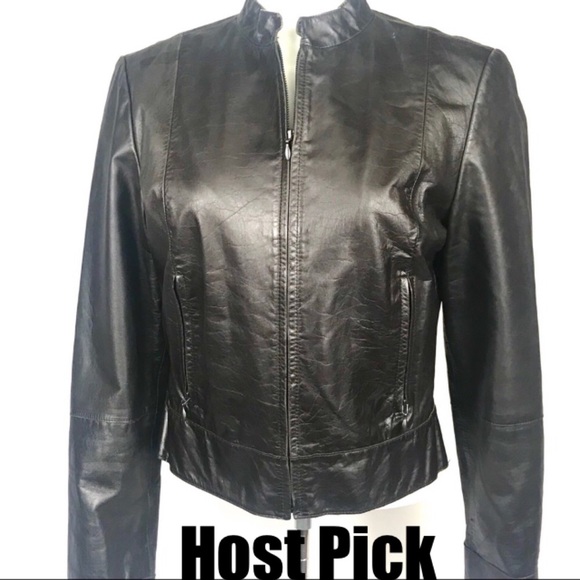 Kenneth Cole Jackets & Blazers - Kenneth Cole black leather zip front moto jacket-m